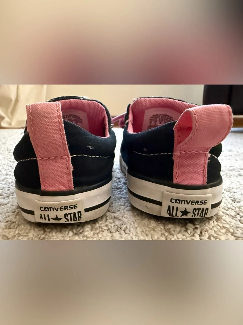 Converse All Star Low Top Slip On Shoe Black/Pink Sz 8